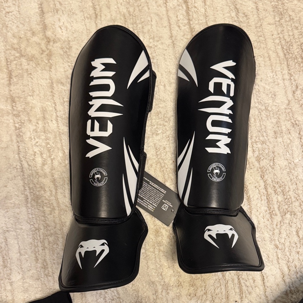 Venum Kids Shin Guards - Black and White